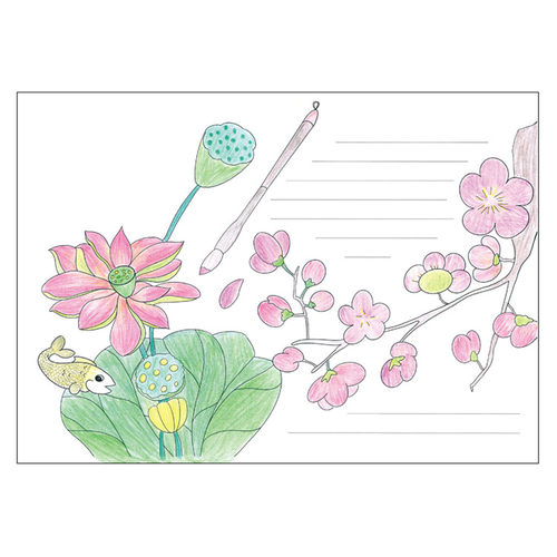 小学生A4校园手抄报模板半成品线描线稿A3手绘图纸小报素材模版稿 - 图3