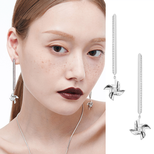 INSANE云山风车系列轻奢气质高级感小众原创设计竖款长耳环 - 图0