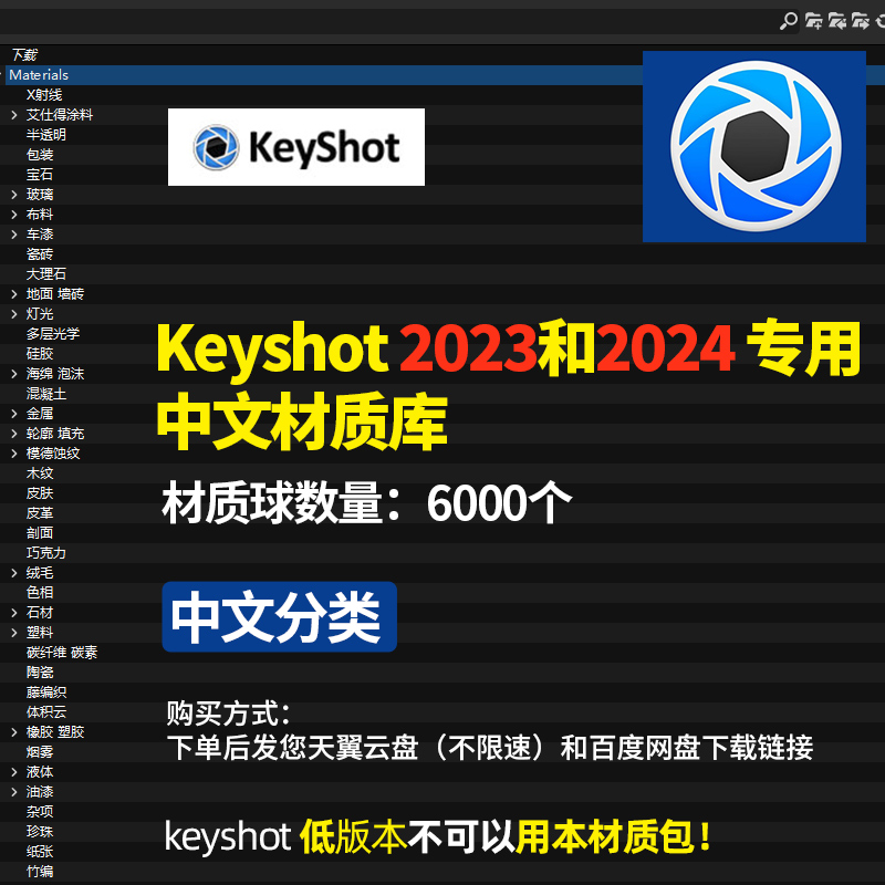 keyshot材质包2023中文布藤竹编织纹宝石纸珍珠硅胶ks2024材质库 - 图1