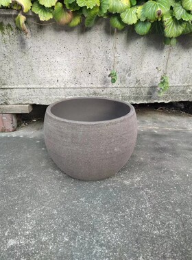 有孔大口径黑陶紫砂粗陶花盆户外庭院素烧陶罐阳台小区摆件装饰