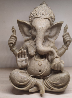 弥勒佛砂岩镇宅摆件东南亚装饰品