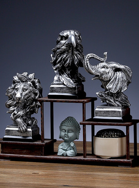 新中式树脂狮子老鹰工艺品雕像客厅雕塑办公室装饰品大象动物摆件