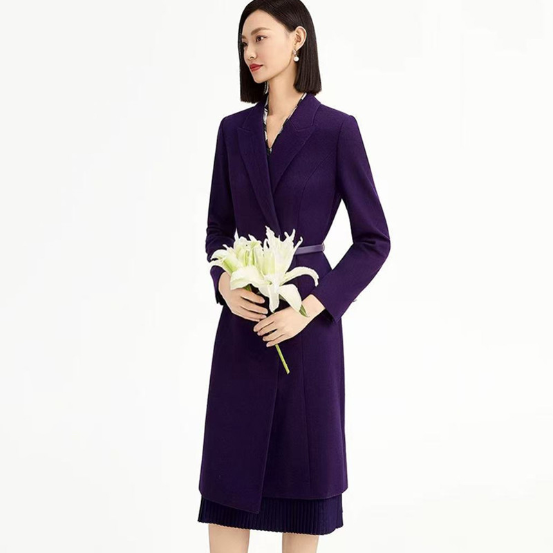 【配腰带】娜家同款女装2025秋冬新款西装领显瘦简约羊毛连衣裙子 - 图1