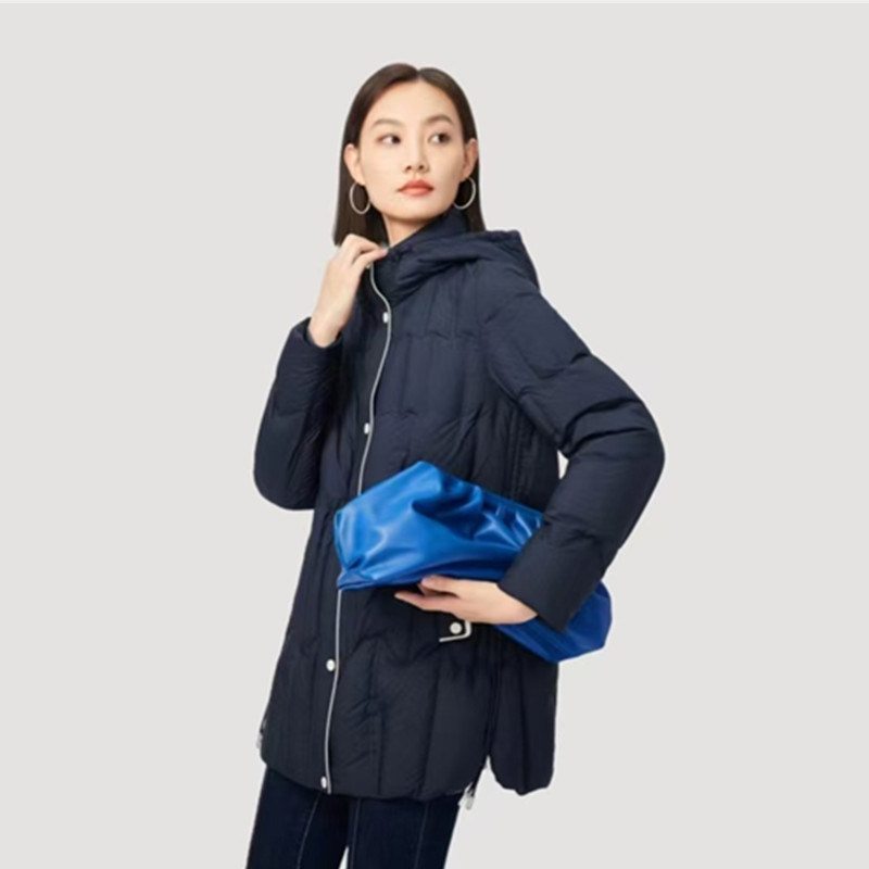 娜家商场同款女装2025冬季新款时尚连帽中长款保暖羽绒服外套女