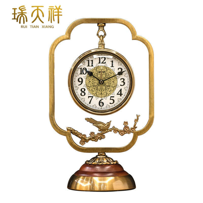 瑞天祥中式装饰座钟客厅创意家用复古台式钟表时钟桌面摆钟坐钟台_虎窝淘