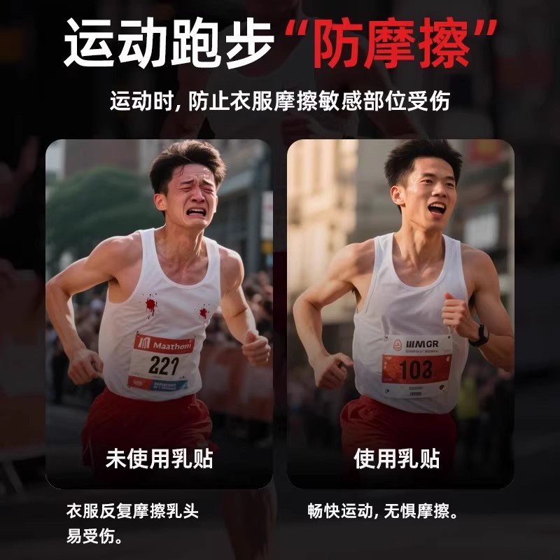 马拉松运动胸贴男士专用乳贴隐形防凸点防磨超薄透气跑步乳头贴C-图3