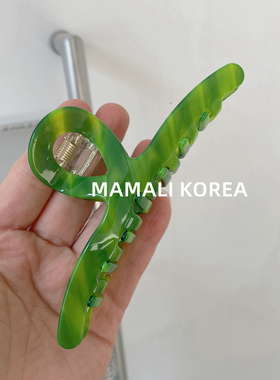 韩系温柔简约绿色大号醋酸抓夹