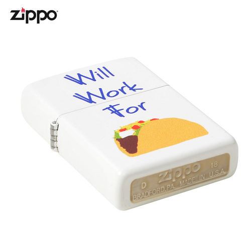 zippo原装正品芝宝煤油防风打火机民以食为天个性创意卷饼彩印 - 图1