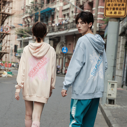 SSUR x PCMY新品刷漆泼墨卫衣情侣男女套头帽衫街头帽衫潮 - 图2