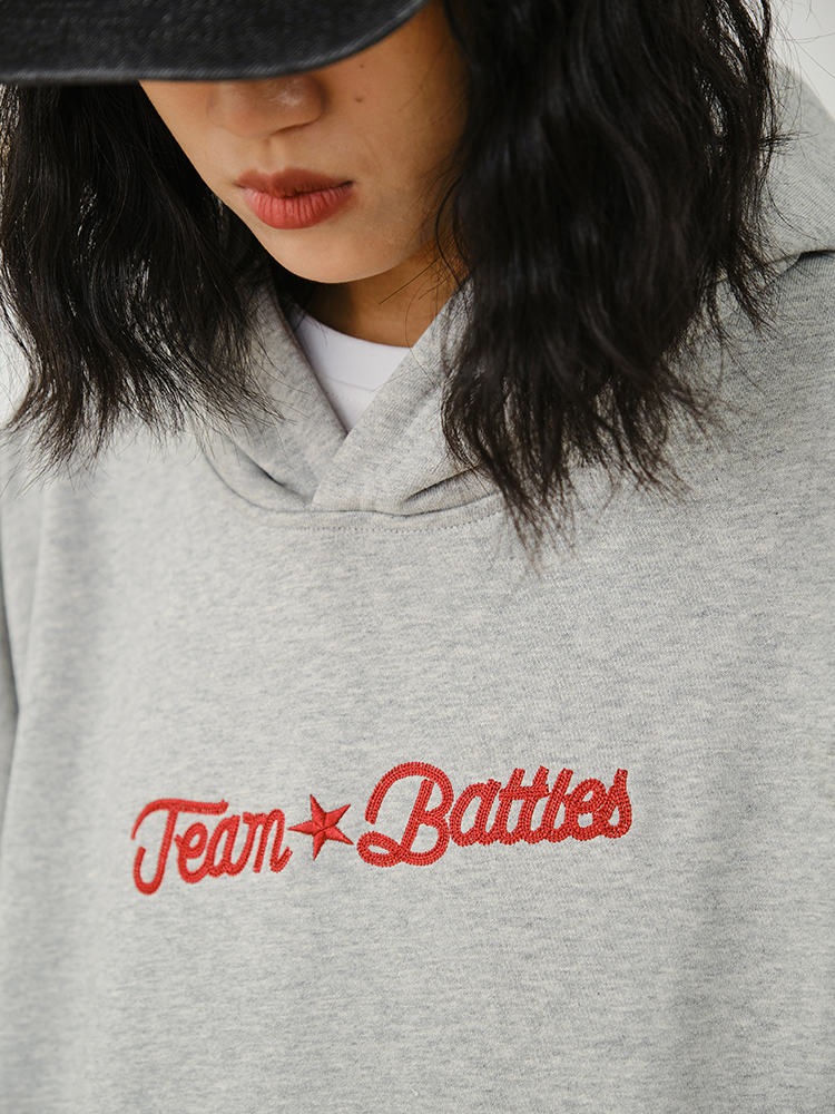 Battles 秋冬基础logo锁链刺绣重磅纯棉毛圈连帽卫衣多色宽松帽衫 - 图1