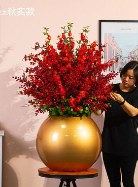 黄色跳舞兰大盆假花 酒店大堂高档仿真花插花 客厅高品质大型花i.