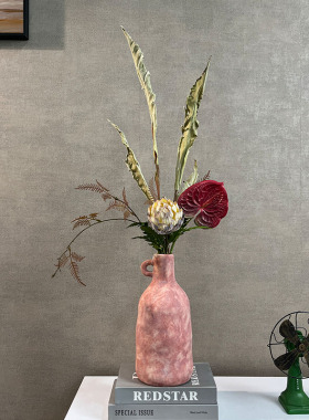 高级油画感陶罐插花仿真花套装
