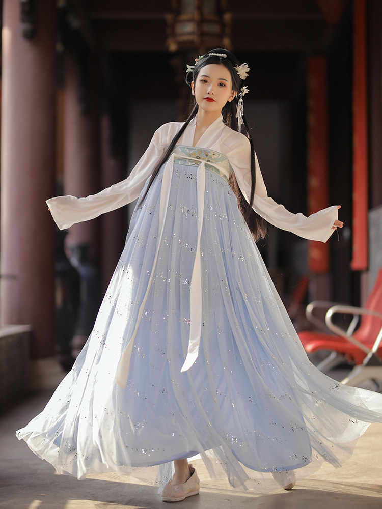 艺缕原创齐胸烫金六米大摆薄款襦裙 艺缕汉服