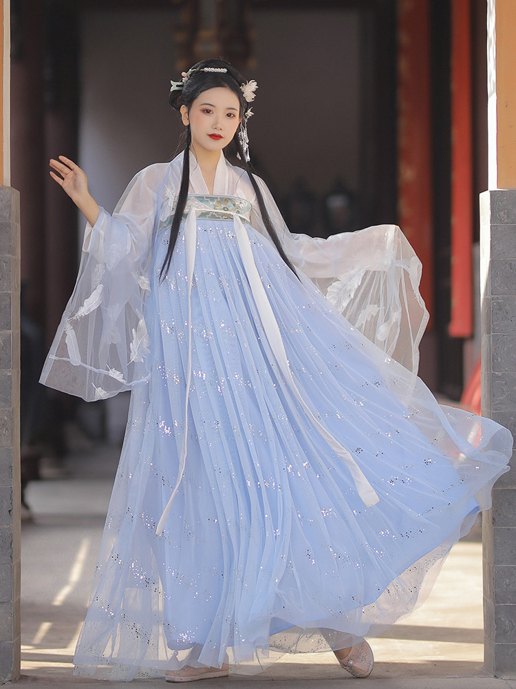 艺缕原创齐胸烫金六米大摆薄款襦裙 艺缕汉服