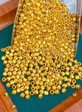 黄金盘缠散珠古法珠子足金999小金圈圈纯金串转运珠手链编绳配件