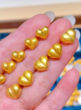 黄金屁桃手链心形3D硬金足金999纯金爱心手串手绳送女友礼物水贝