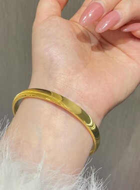新款热卖猫眼手镯波浪纹两面实心凸起时尚高级感百搭拉丝手环批发