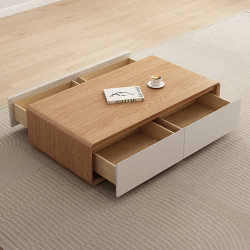 厂家直销现代极简日式原木色系小户型客厅地柜电视机柜实木多层板 - 图1