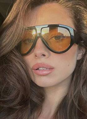 Women's Oversized Semi-Rimless Tinted Sunglasses Female