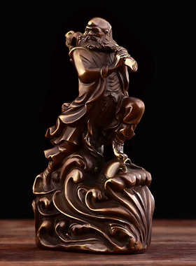 踏浪达摩装饰品摆件全黄铜