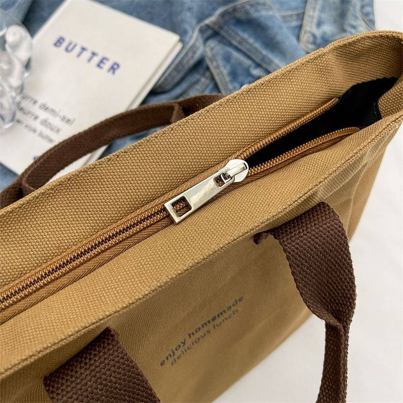 百搭帆布纯色手提袋日式便当妈咪上班族外出带饭简约撞色拎包饭盒,淘宝优惠券,粉丝福利购,淘宝优惠卷