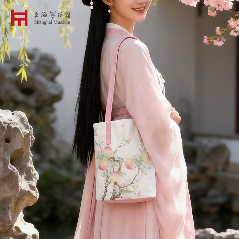 上海博物馆水桶包帆布新中式单肩手提包国风汉服韩希孟创意文创