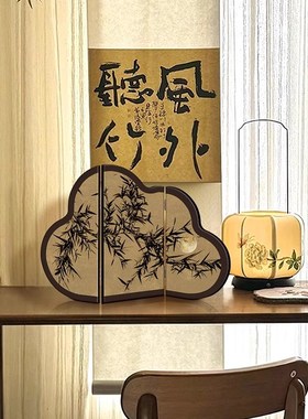 优选中古风入户玄关屏风r新年桌面摆件新中式客厅茶桌高级感装饰