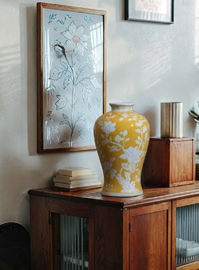 优选中古风青花瓷陶瓷花瓶u新中式客厅复古水养鲜花插花装饰摆件