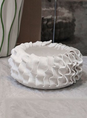 优选白色立体肌理纹陶瓷花瓶创意A样板间民宿装饰品禅意新中式售