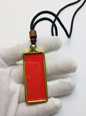 小金条样式六字长条小唐卡盒吊坠