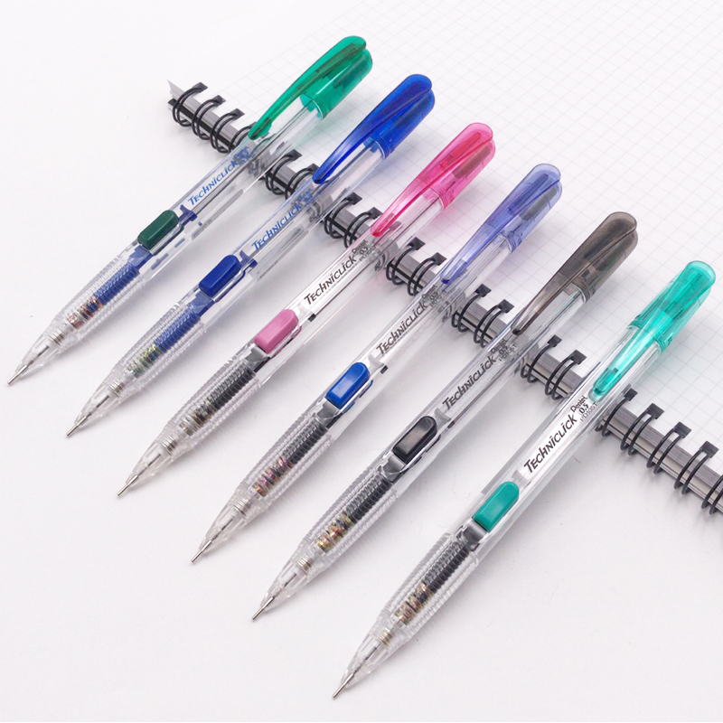 日本Pentel派通侧按式自动铅笔0.5可爱小学生透明彩色杆0.7活动铅笔PD105T - 图3