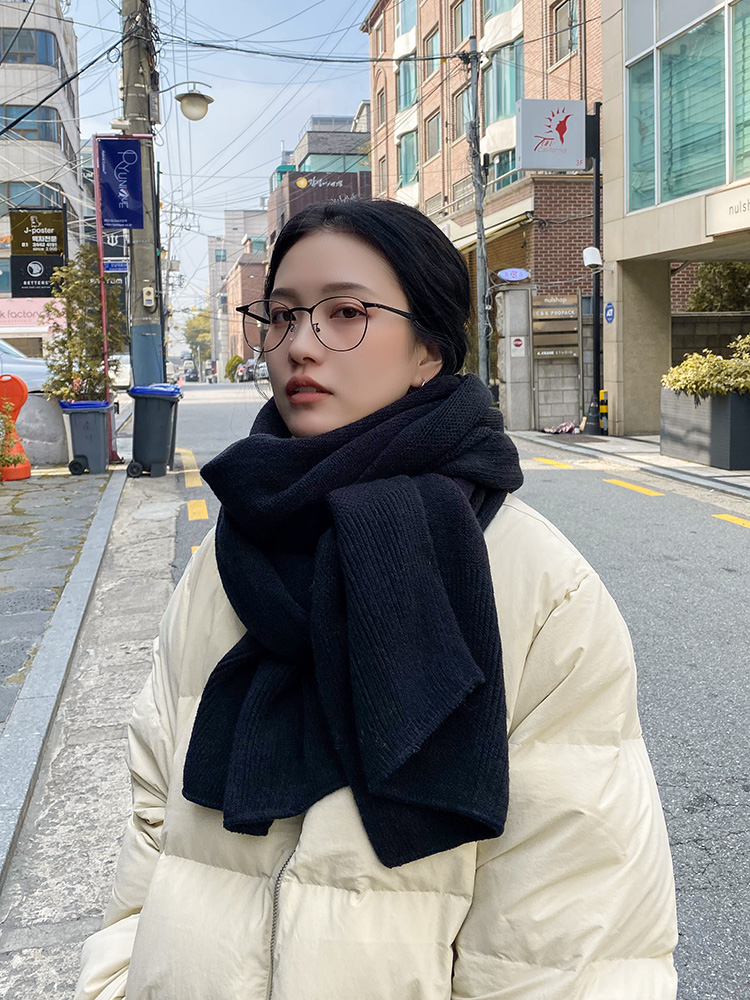 心秀嘉派专卖店韩版纯色仿羊绒围巾男女秋冬季亲肤柔软披肩两用学生加厚保暖围脖1