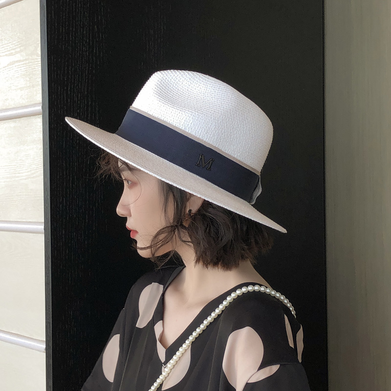 心秀嘉派专卖店暗黑风英伦小礼帽海边防晒遮阳帽子女夏季度假日系文艺草帽沙滩帽0