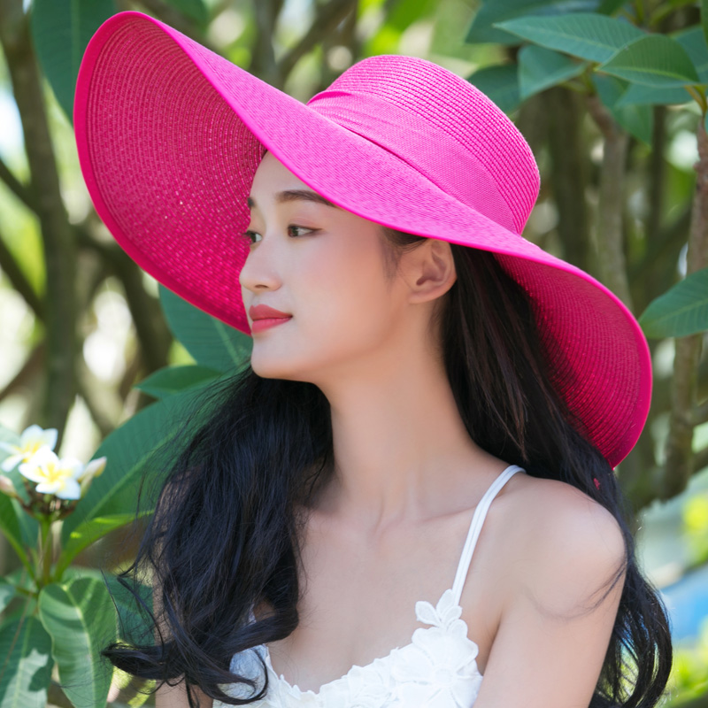 心秀嘉派专卖店沙滩帽遮阳草帽大沿帽子女夏天可折叠防晒太阳帽海边度假韩版百搭2