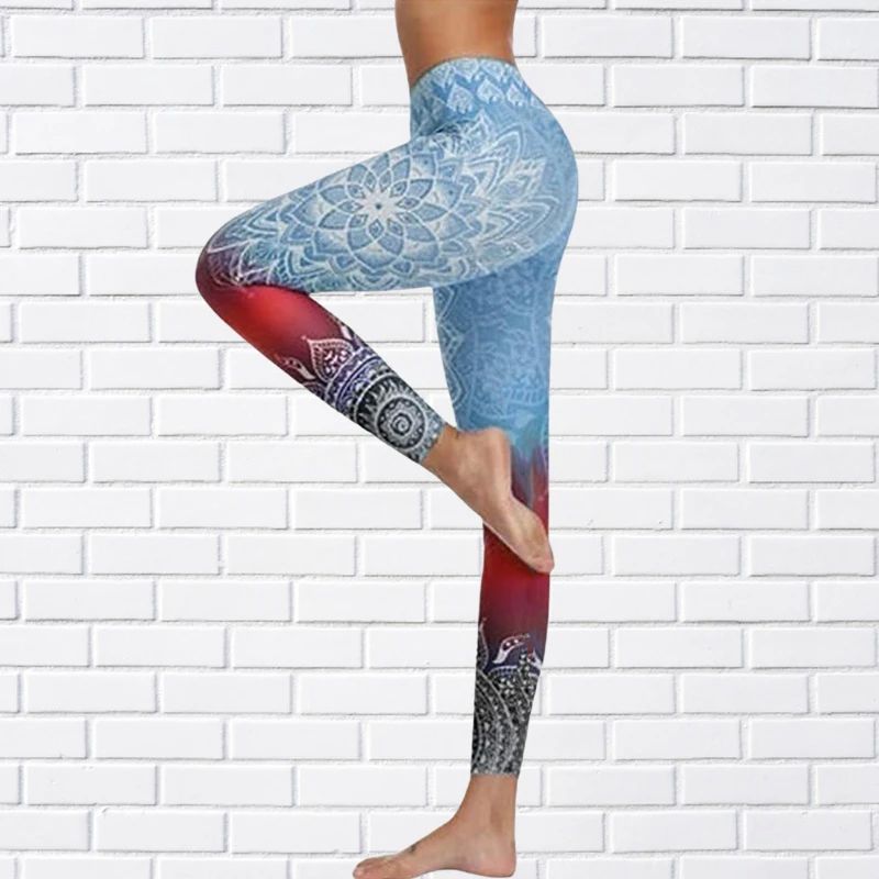 Women's Fashion Yoga Pants Trousers Snowflake Colorful Print - 图2