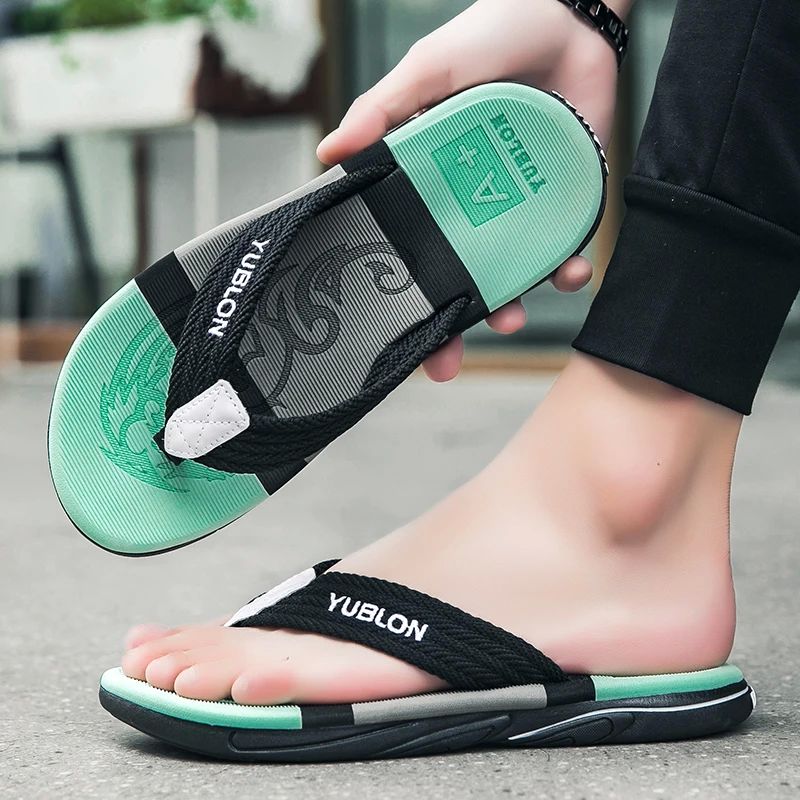 2023 Summer Flip Flops Men Beach Sandals Anti-slip Breathabl - 图1