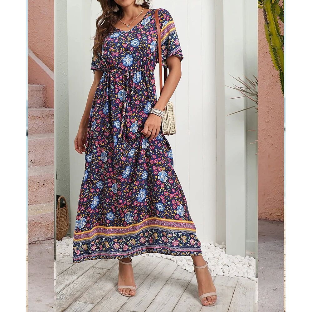 Plus Size Long Dress for Women 2024 Summer Beach Bohemian Dr - 图3