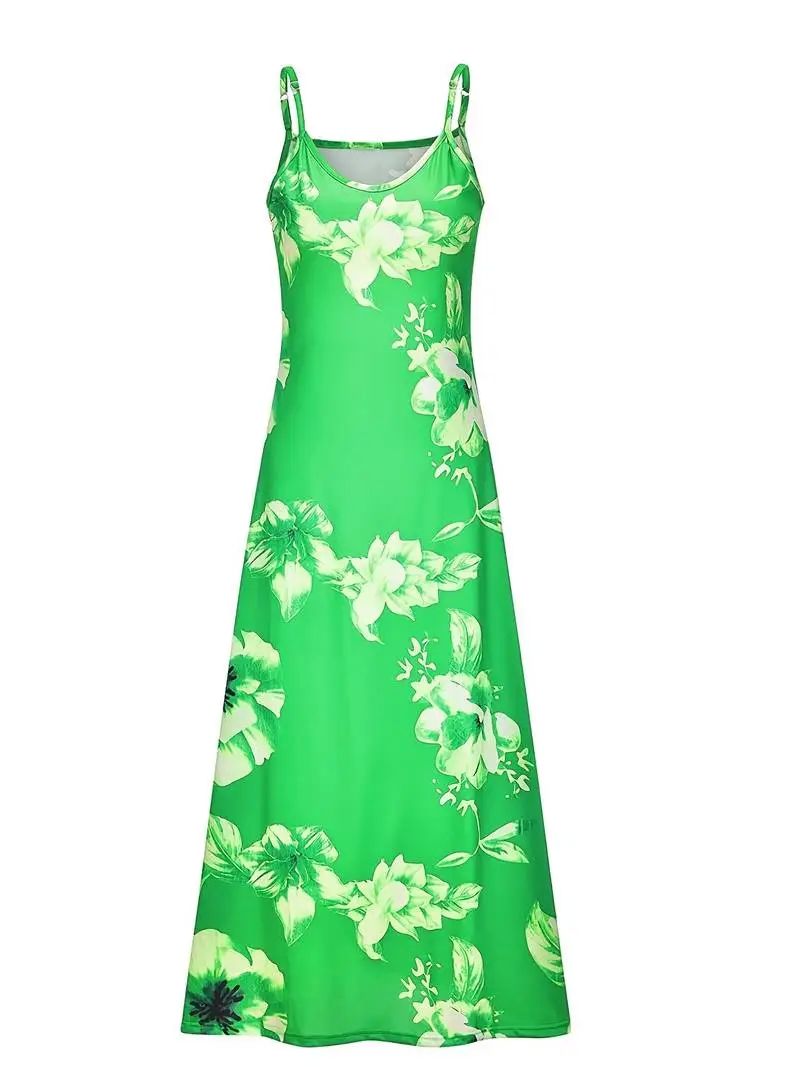 Plus Size Lady Spring Summer Dress Women V-Neck Long Dresses - 图0