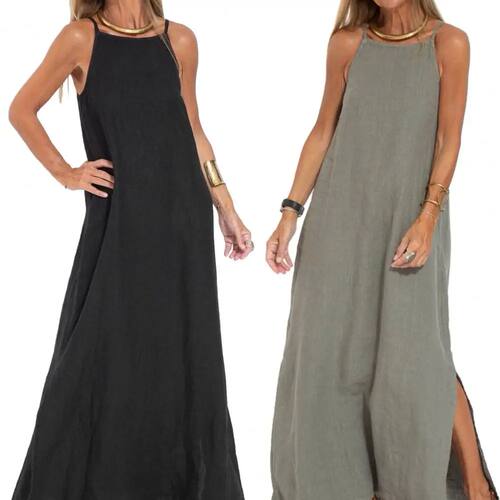 Lady Maxi Dress A-line Solid Color Shoulderless Ankle Length-图3