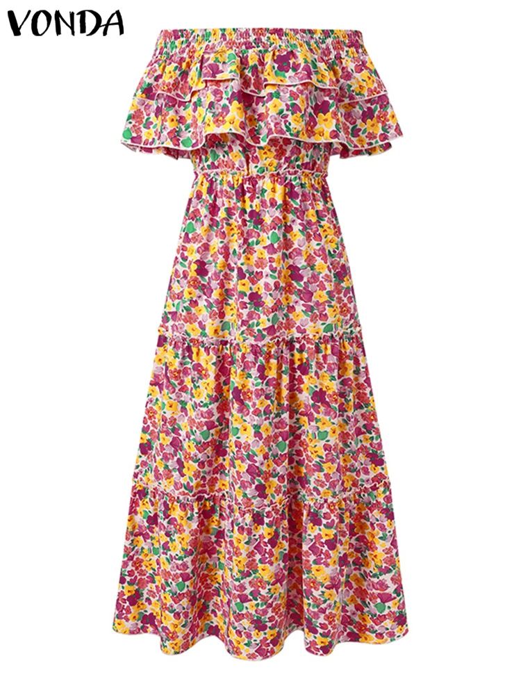 Plus Size 5XL  Bohemian Floral Printed Maxi Long Dress 2023 - 图2