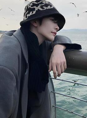 白敬亭同款钩织渔夫帽子男士冬季