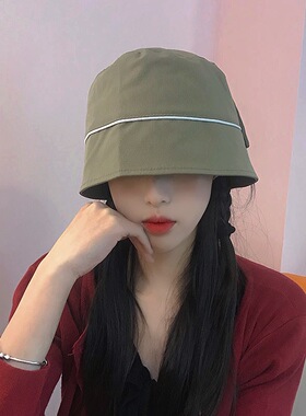 可爱韩国绿色休闲风铆钉渔夫帽子
