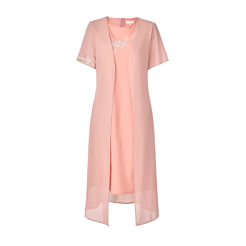 高端喜婆婆婚宴装中年优雅时尚两件套连衣裙夏薄宴会婚礼妈妈礼服