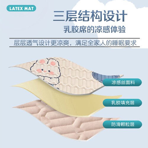 冰丝乳胶凉席夏天季2024新款床笠款三件套可水洗学生宿舍单人席子 - 图3