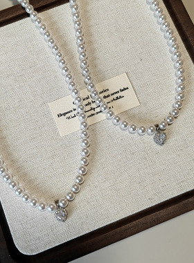 施家珍珠项链锆石蝴蝶结颈链女2025新款锁骨链轻奢小众高级感配饰