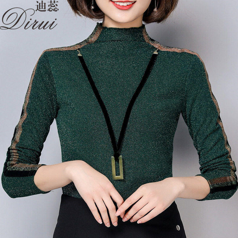 半高领蕾丝加绒加厚长袖新款内搭 迪蕊蕾丝衫/雪纺衫