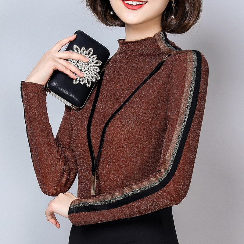 半高领蕾丝加绒加厚长袖新款内搭 迪蕊蕾丝衫/雪纺衫