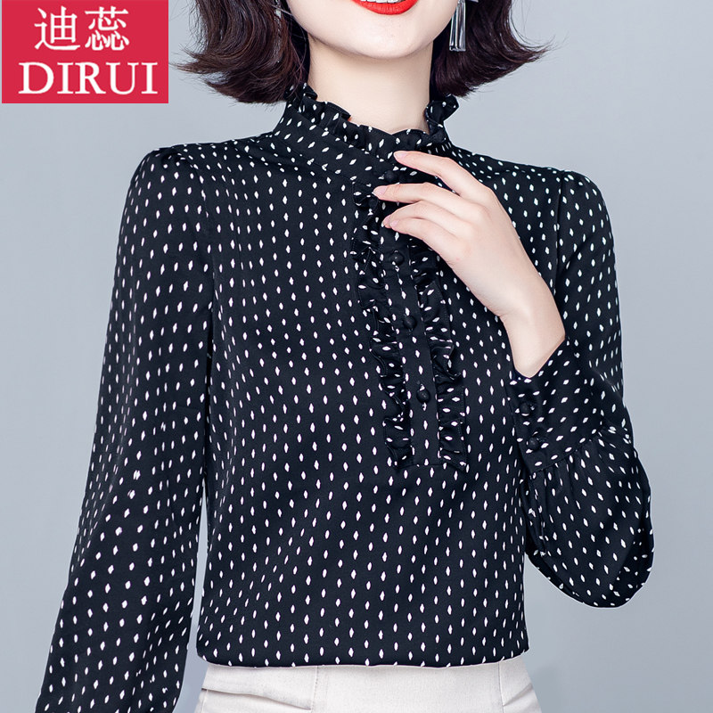 雪纺长袖2021年早秋季新款小衫衬衫 迪蕊蕾丝衫/雪纺衫