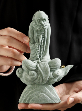 青砂石达摩精致茶桌茶宠禅意达摩