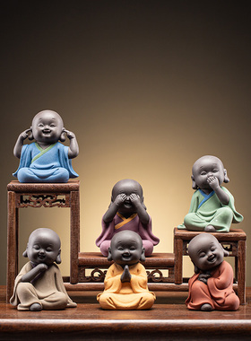 新中式小沙弥禅意酒柜家居摆件